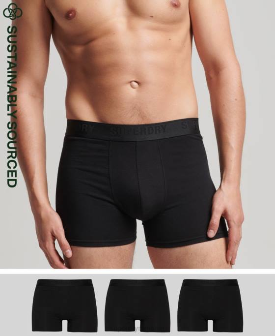 Superdry boxer din bumbac organic pachet triplu multiplu îmbrăcăminte negru bărbați JX0Z1599