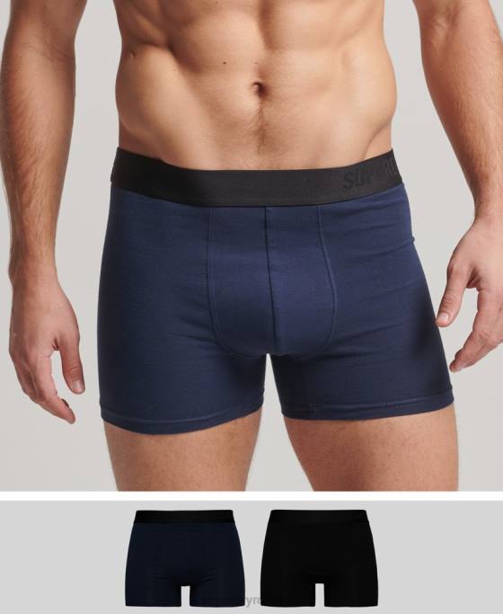 Superdry boxer offset din bumbac organic pachet dublu îmbrăcăminte negru bărbați JX0Z1637