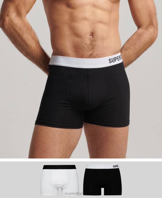 Superdry boxer offset din bumbac organic pachet dublu îmbrăcăminte negru bărbați JX0Z1836