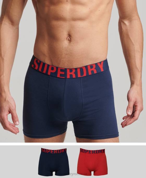 Superdry boxeri din bumbac organic cu logo dublu pachet dublu îmbrăcăminte marina bărbați JX0Z1621