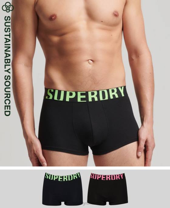 Superdry pachet dublu cu logo-ul trunchiului din bumbac organic îmbrăcăminte negru bărbați JX0Z1742