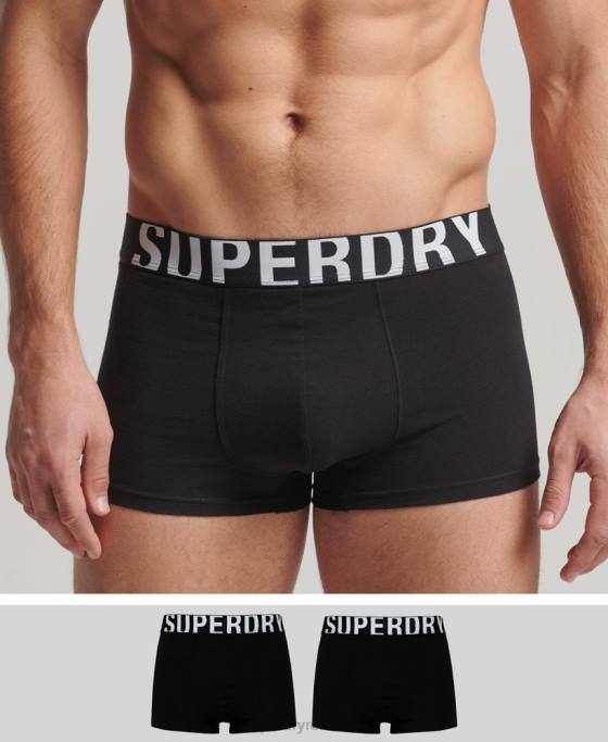 Superdry pachet dublu cu logo-ul trunchiului din bumbac organic îmbrăcăminte negru bărbați JX0Z1795