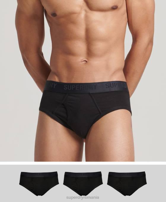 Superdry pachet triplu slip din bumbac organic îmbrăcăminte negru bărbați JX0Z1866