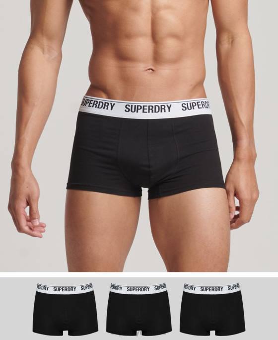 Superdry portbagaj din bumbac organic pachet triplu îmbrăcăminte negru bărbați JX0Z1788