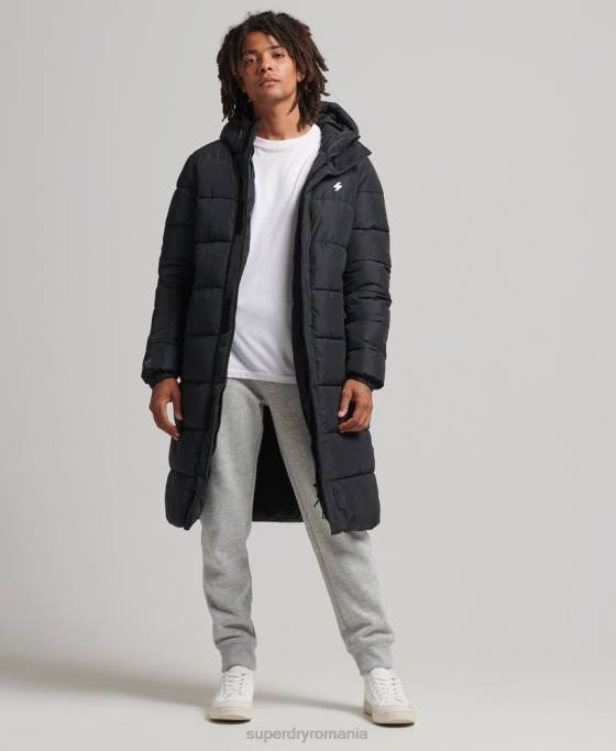 Superdry palton cu glugă cu logo îmbrăcăminte negru bărbați JX0Z4481