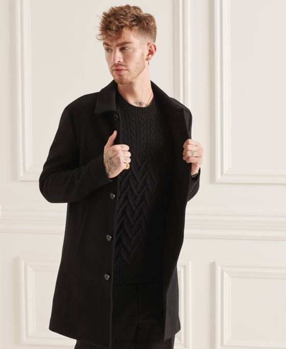 Superdry palton din lana studios îmbrăcăminte negru bărbați JX0Z1150