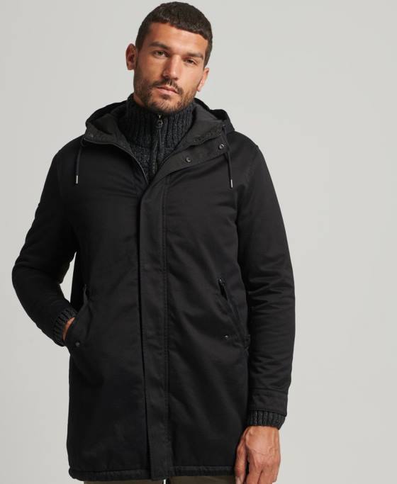 Superdry parka coadă de pește îmbrăcăminte negru bărbați JX0Z4472