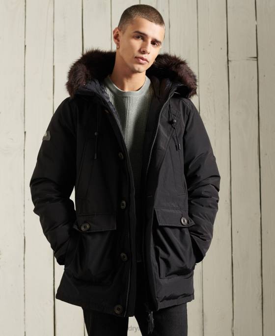 Superdry parka în puf pentru începători îmbrăcăminte negru bărbați JX0Z4734