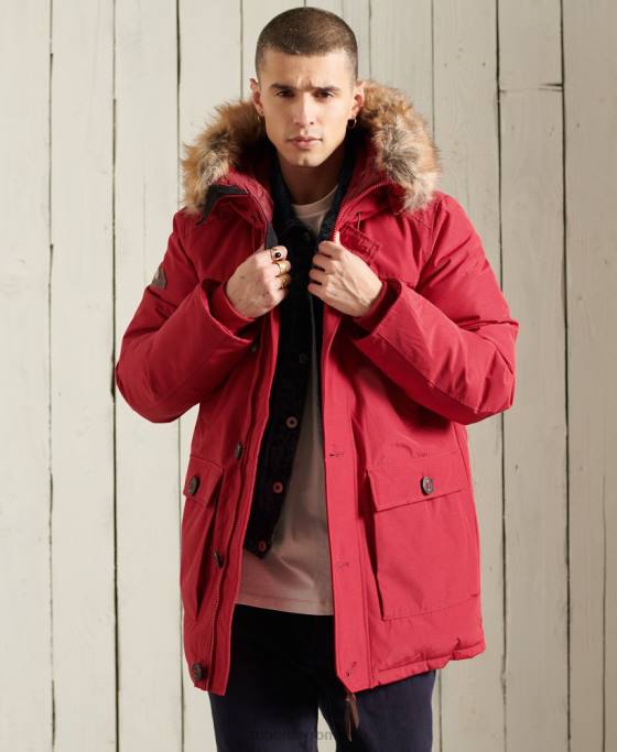 Superdry parka în puf pentru începători îmbrăcăminte roșu bărbați JX0Z1175