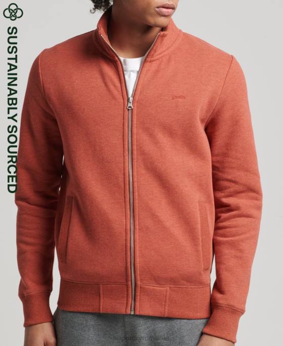 Superdry top din bumbac organic cu fermoar cu logo vintage îmbrăcăminte maro bărbați JX0Z5066