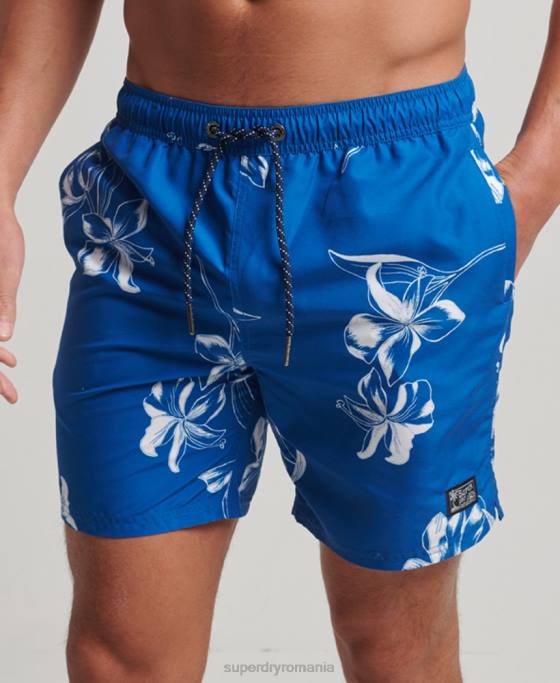 Superdry pantaloni scurți de baie hawaiani reciclați îmbrăcăminte albastru bărbați JX0Z390