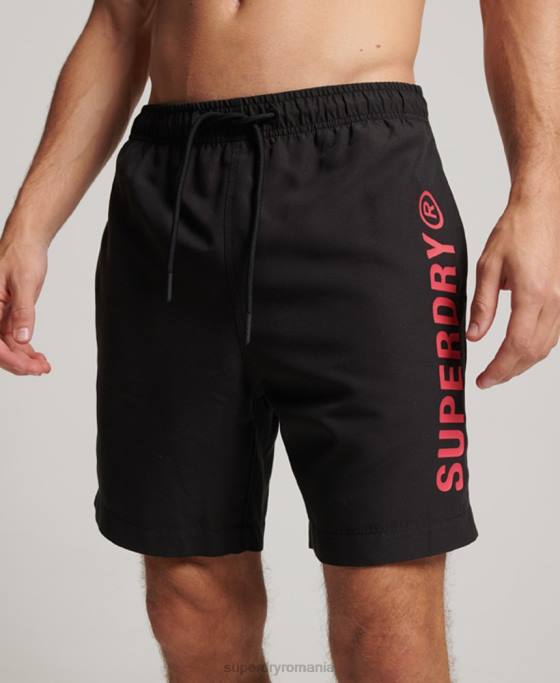 Superdry pantaloni scurți de baie reciclați core sport de 17 inchi îmbrăcăminte negru bărbați JX0Z399
