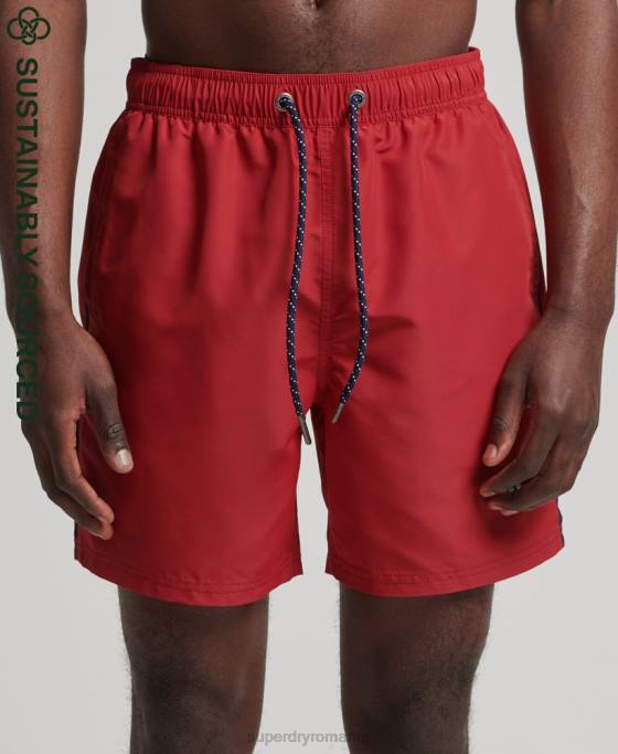 Superdry pantaloni scurți de baie reciclați de varsity vintage îmbrăcăminte roșu bărbați JX0Z413
