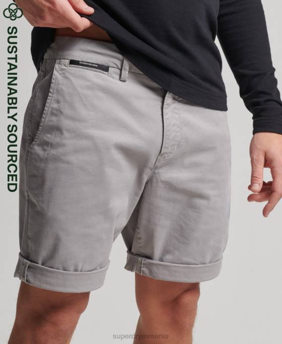 Superdry pantaloni scurți chino din bumbac organic îmbrăcăminte gri deschis bărbați JX0Z349