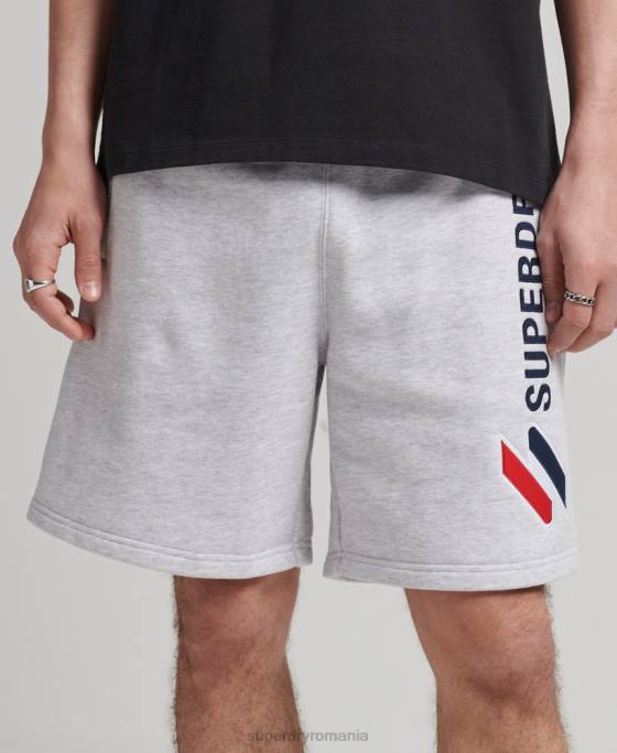 Superdry pantaloni scurți cu aplicare cod îmbrăcăminte gri bărbați JX0Z374