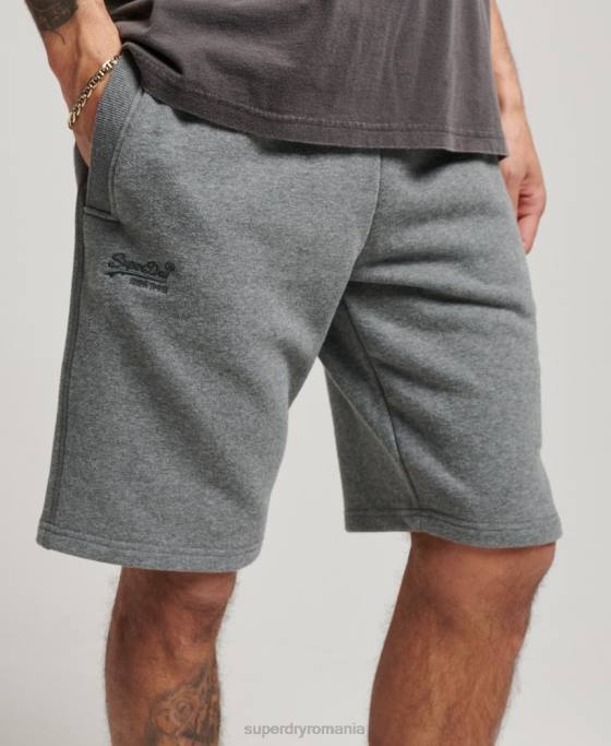 Superdry pantaloni scurți din jerseu brodat cu logo vintage îmbrăcăminte gri bărbați JX0Z261