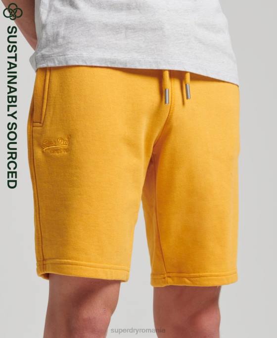 Superdry pantaloni scurți din jerseu cu logo vintage din bumbac organic îmbrăcăminte galben bărbați JX0Z363