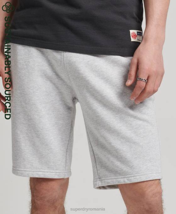 Superdry pantaloni scurți din jerseu cu logo vintage din bumbac organic îmbrăcăminte gri deschis bărbați JX0Z327