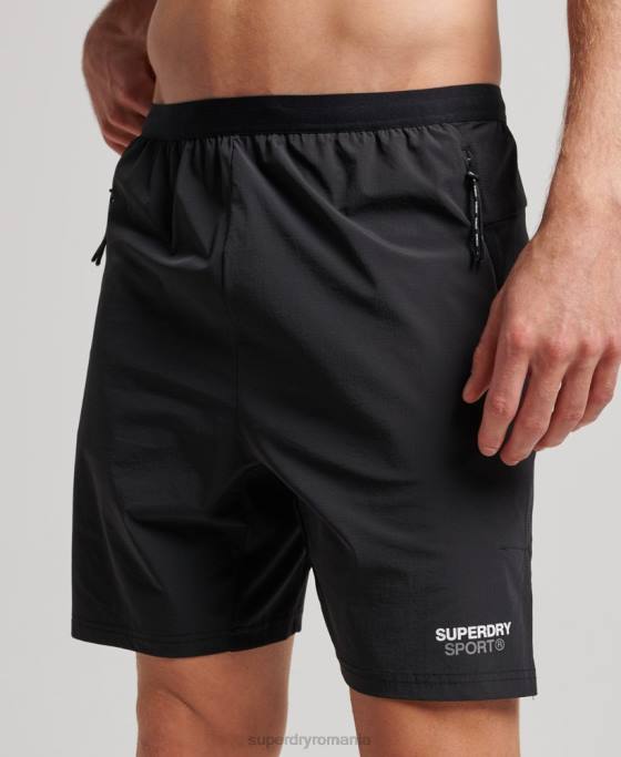 Superdry pantaloni scurți hibrid tren îmbrăcăminte negru bărbați JX0Z292
