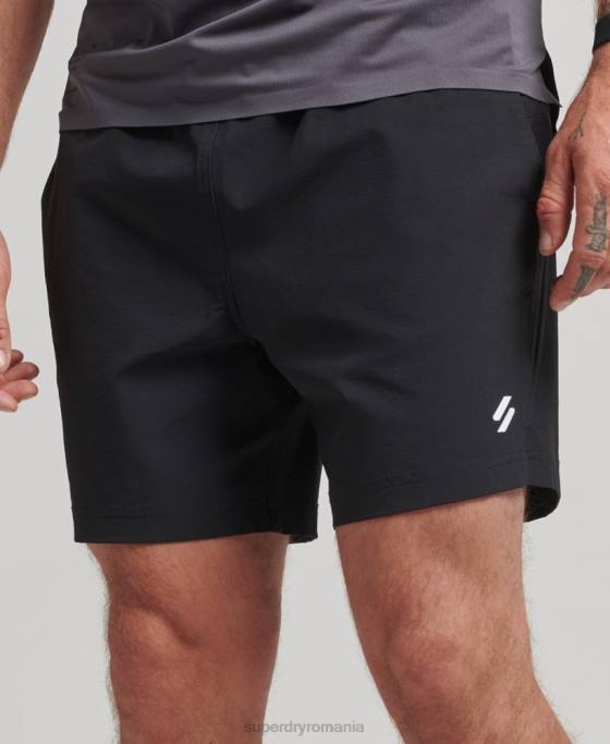 Superdry pantaloni scurți multi sport din țesătură de bază îmbrăcăminte negru bărbați JX0Z285