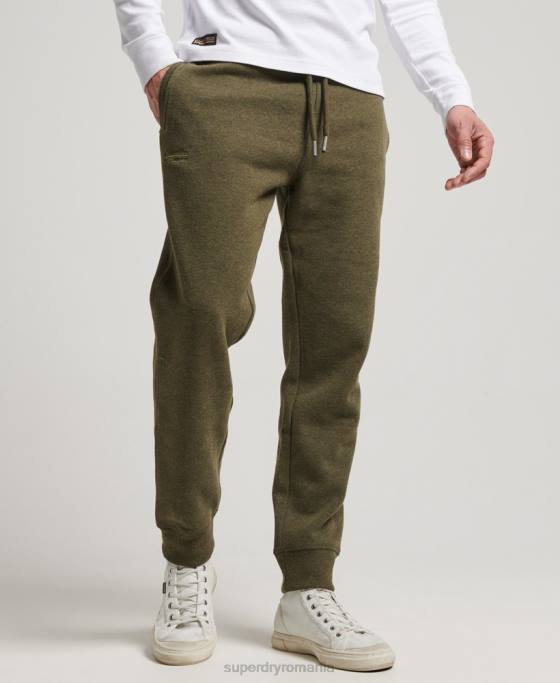 Superdry pantaloni de jogging cu logo vintage brodat îmbrăcăminte kaki bărbați JX0Z6468