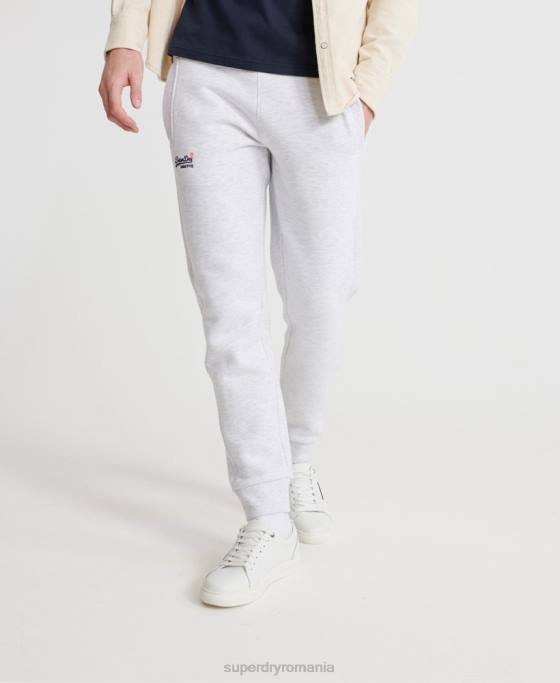 Superdry pantaloni de jogging label portocaliu îmbrăcăminte gri deschis bărbați JX0Z6503