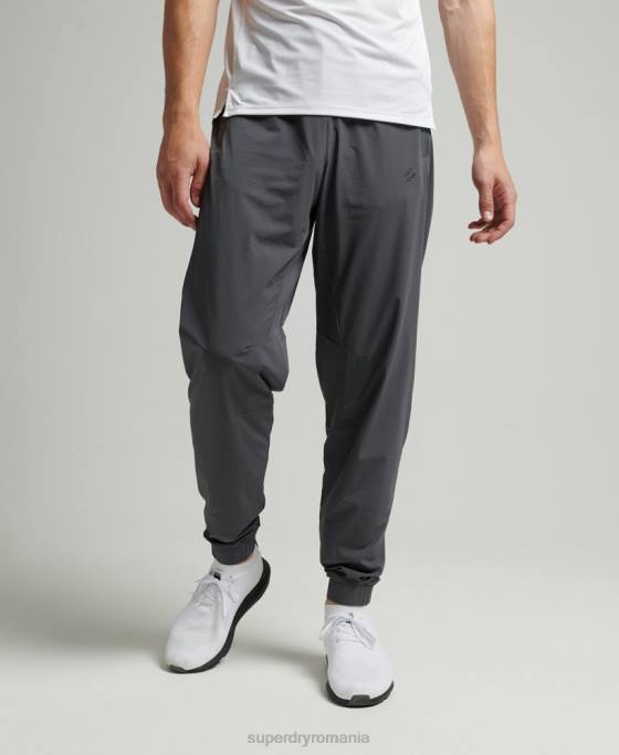 Superdry pantaloni de sport țesuți stretch îmbrăcăminte gri inchis bărbați JX0Z5402