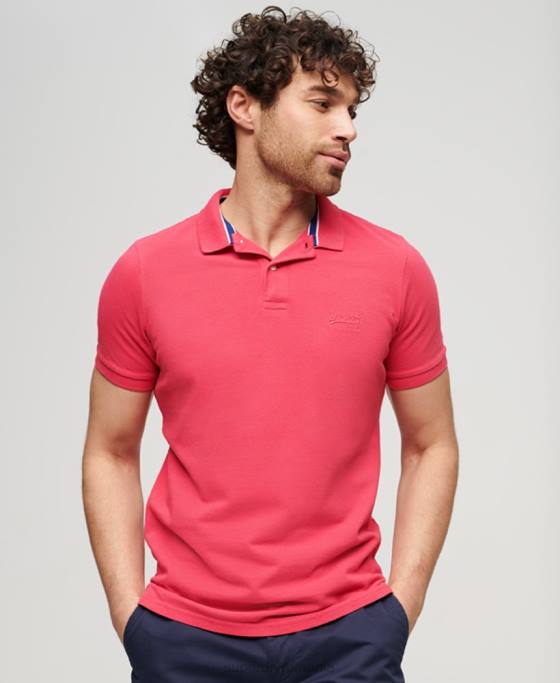Superdry tricou polo distrus îmbrăcăminte roz bărbați JX0Z37