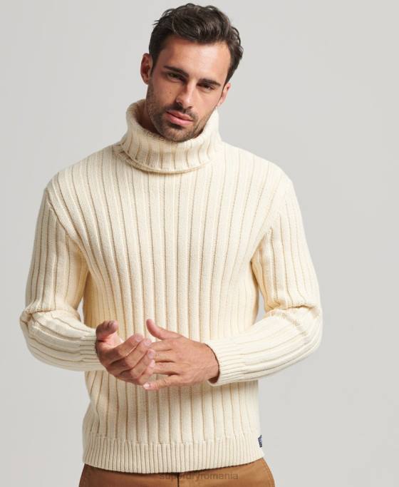 Superdry Jumper cu gât rulat din amestec de merinos îmbrăcăminte cremă bărbați JX0Z5238