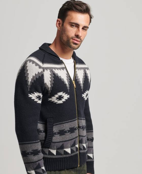 Superdry șal cu model cu fermoar prin cardigan îmbrăcăminte negru bărbați JX0Z5263