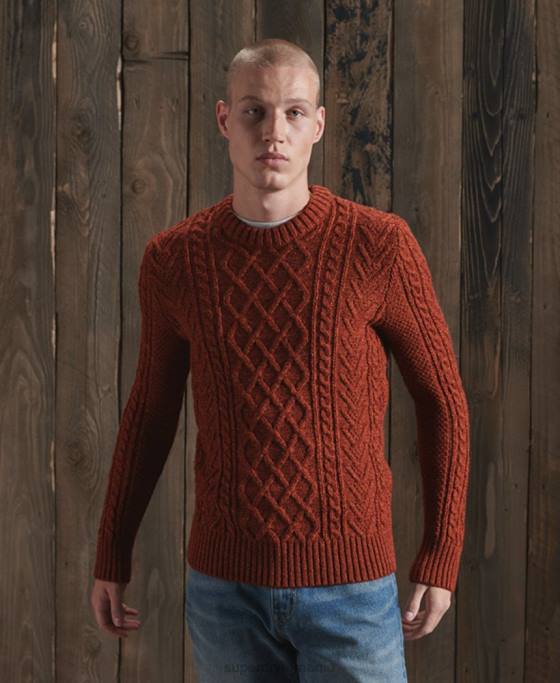Superdry jacob cable crew jumper îmbrăcăminte portocale bărbați JX0Z5348