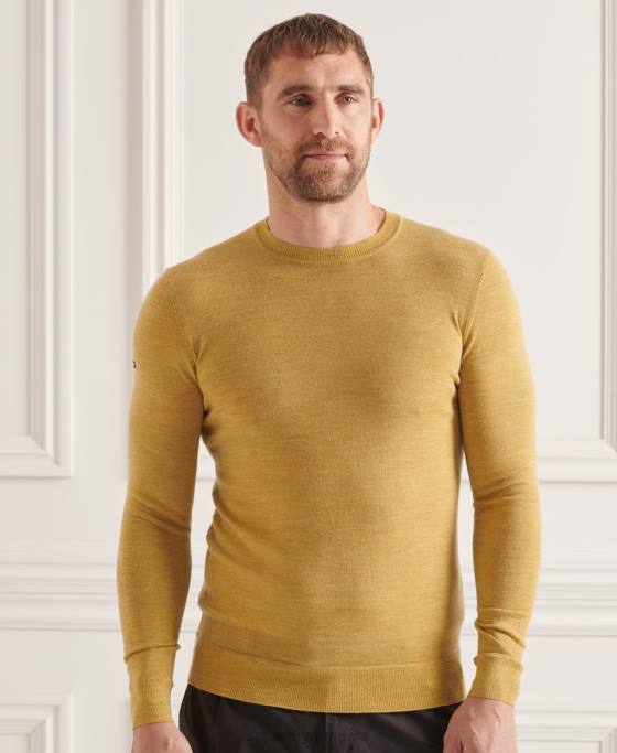 Superdry jumper de echipaj studios merinos îmbrăcăminte galben bărbați JX0Z1312