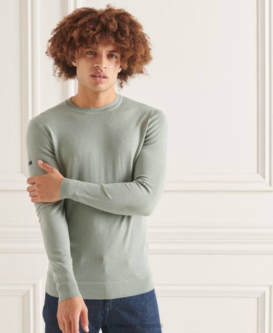 Superdry jumper de echipaj studios merinos îmbrăcăminte gri inchis bărbați JX0Z1315