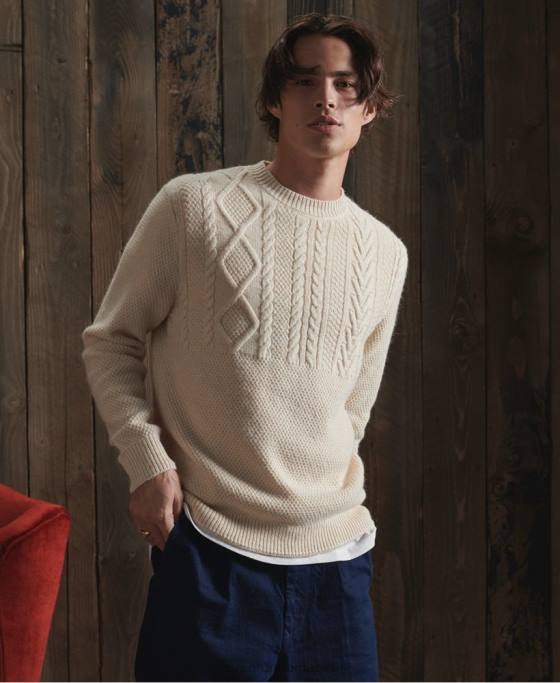 Superdry jumper de pescar uscat ediție limitată îmbrăcăminte alb bărbați JX0Z5351