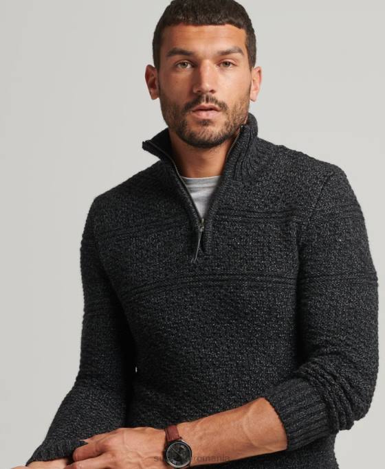 Superdry jumper jacob henley îmbrăcăminte negru bărbați JX0Z5253