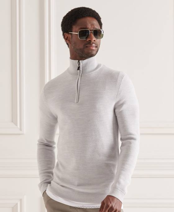 Superdry jumper merino henley îmbrăcăminte gri deschis bărbați JX0Z5320