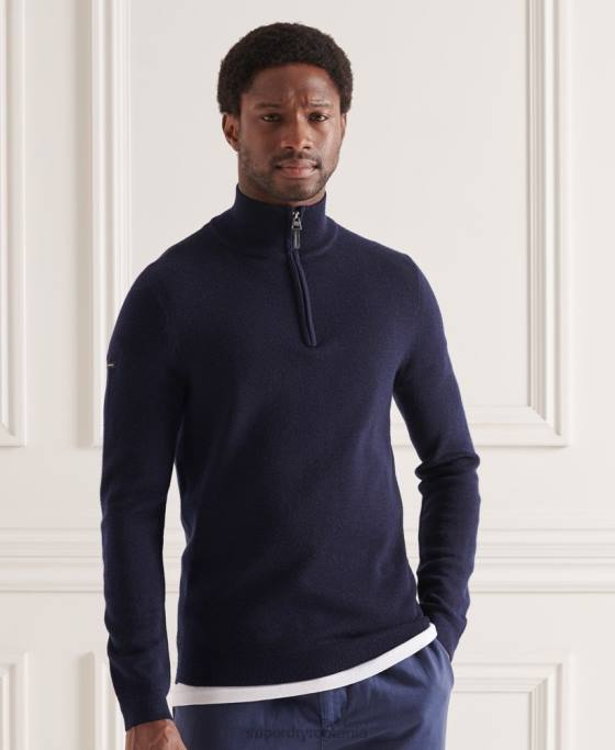 Superdry jumper merino henley îmbrăcăminte marina bărbați JX0Z1340