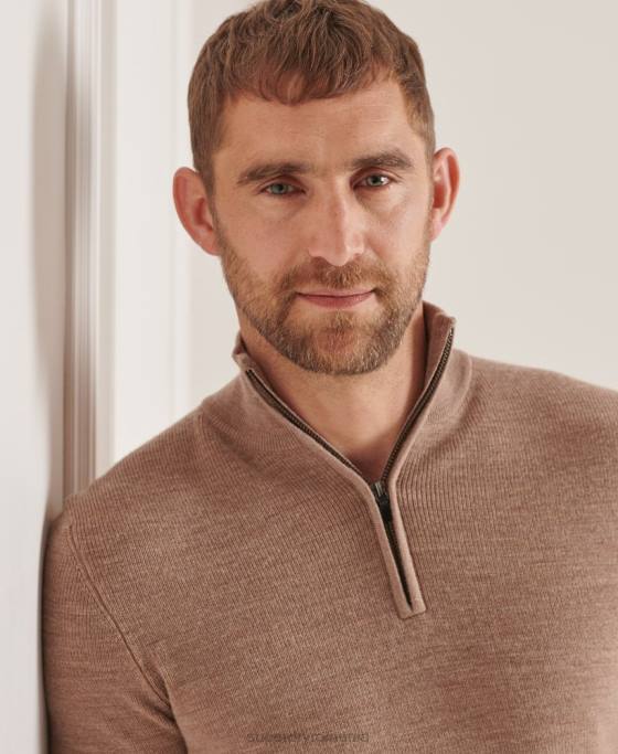 Superdry jumper merino henley studios îmbrăcăminte bej bărbați JX0Z1323