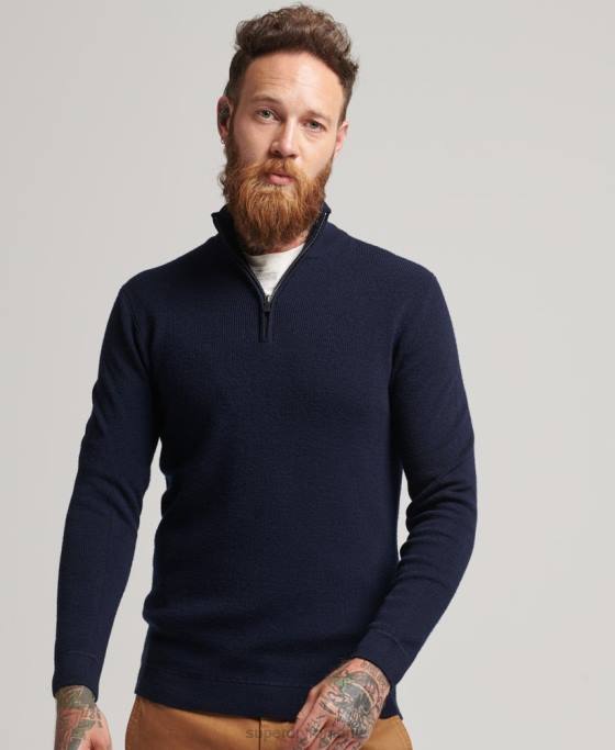 Superdry jumper merino henley studios îmbrăcăminte marina bărbați JX0Z1266