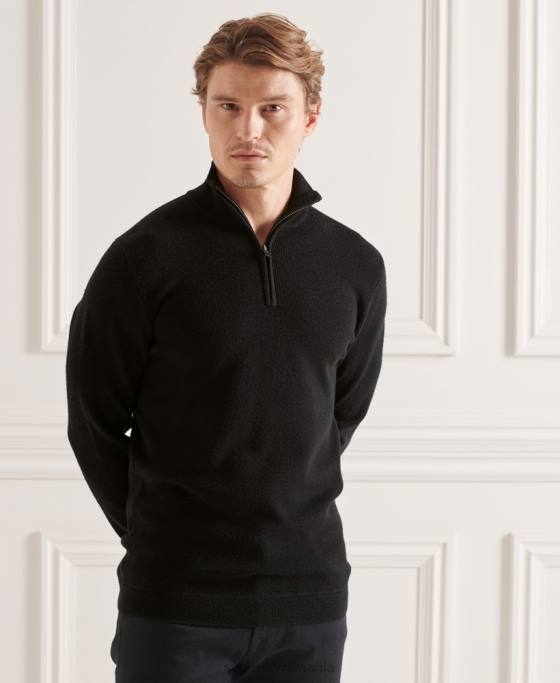 Superdry jumper merino henley studios îmbrăcăminte negru bărbați JX0Z5294