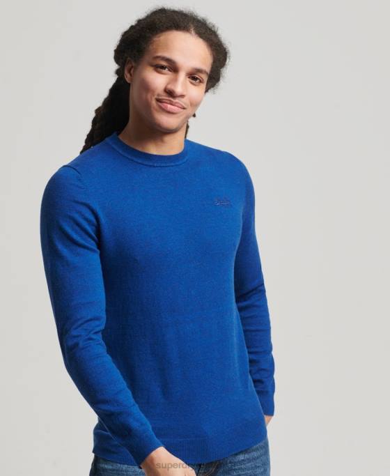 Superdry jumper pentru echipaj cu etichetă portocalie îmbrăcăminte albastru bărbați JX0Z5324