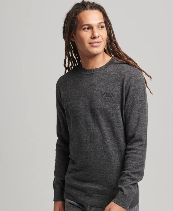 Superdry jumper pentru echipaj cu etichetă portocalie îmbrăcăminte gri bărbați JX0Z5335