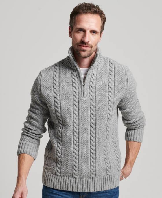 Superdry jumper vintage jacob henley îmbrăcăminte gri deschis bărbați JX0Z1275