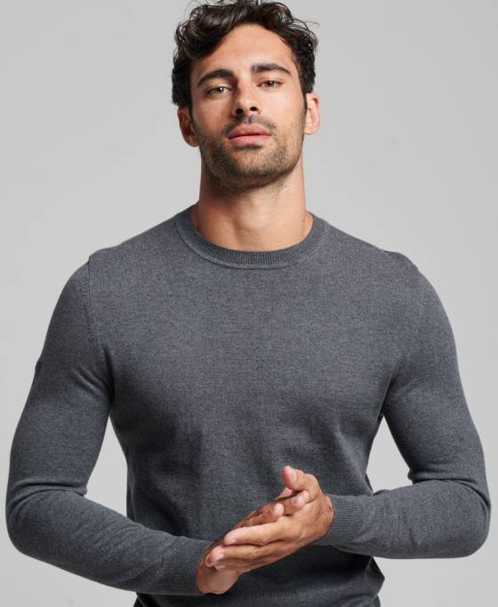 Superdry pulover crew din bumbac organic cașmir îmbrăcăminte gri bărbați JX0Z5306