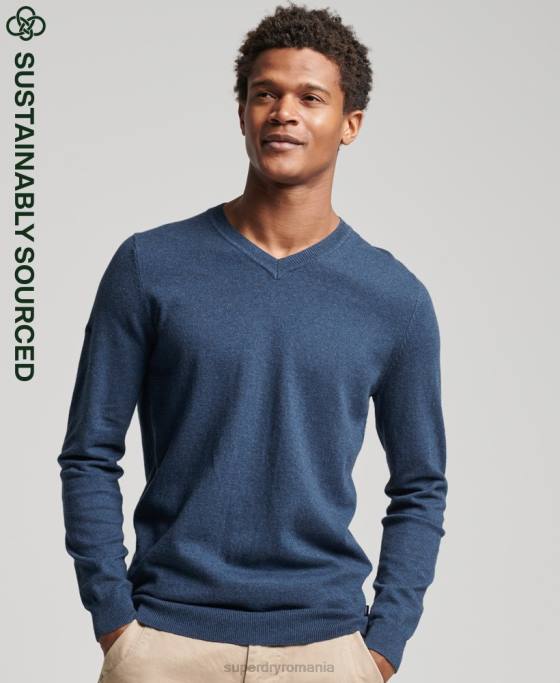 Superdry pulover din amestec vintage de cașmir din bumbac organic îmbrăcăminte albastru bărbați JX0Z5248
