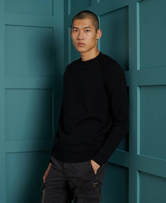 Superdry pulover din bumbac esențial îmbrăcăminte negru bărbați JX0Z5291