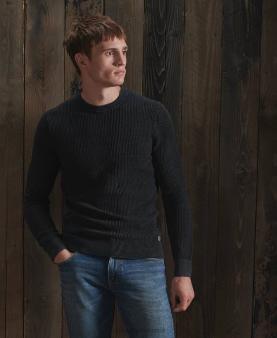 Superdry salopetă academy cu textură vopsită îmbrăcăminte negru bărbați JX0Z5336