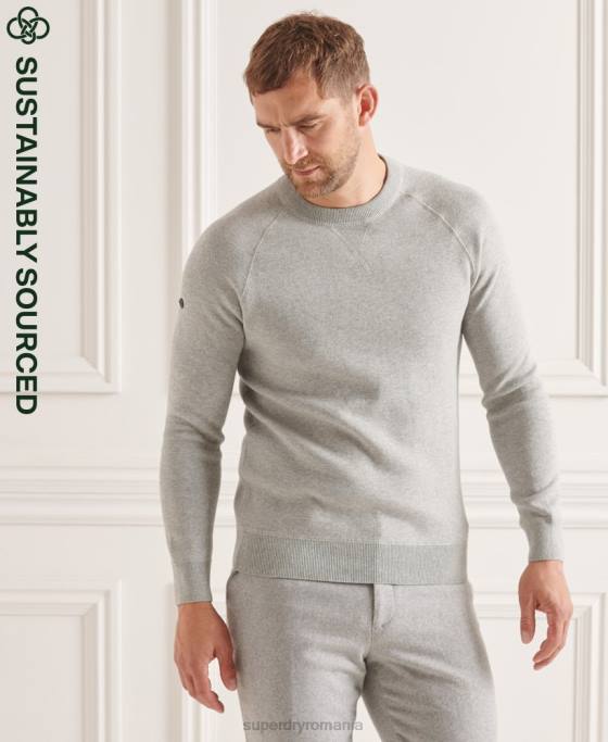 Superdry studios esential echipaj jumper îmbrăcăminte gri deschis bărbați JX0Z5293