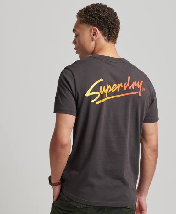Superdry Tricou cu logo-ul anilor ’80 cu script downtown îmbrăcăminte maro bărbați JX0Z4794
