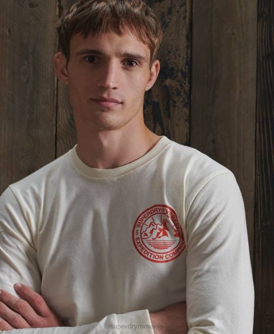 Superdry everest cu mâneci lungi îmbrăcăminte cremă bărbați JX0Z1572